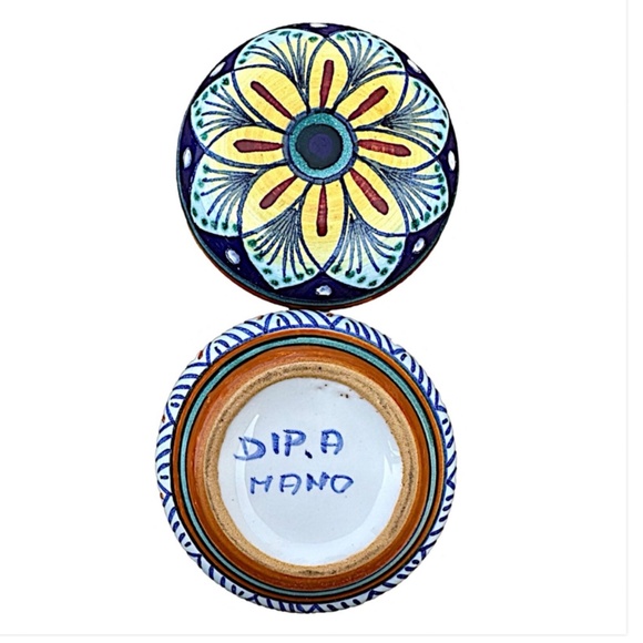 DERUTA Siena Dipinte A Mano Hand Painted Ceramic Trinket Box 2” Lidded Italy - Picture 4 of 6